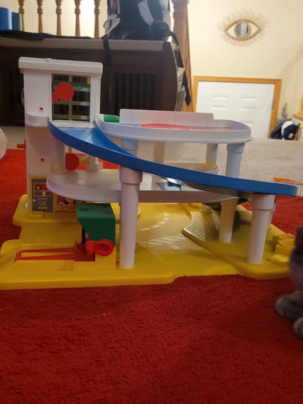 Kids Multi-Level Toy Playset with Blue Ramp and Yellow Base